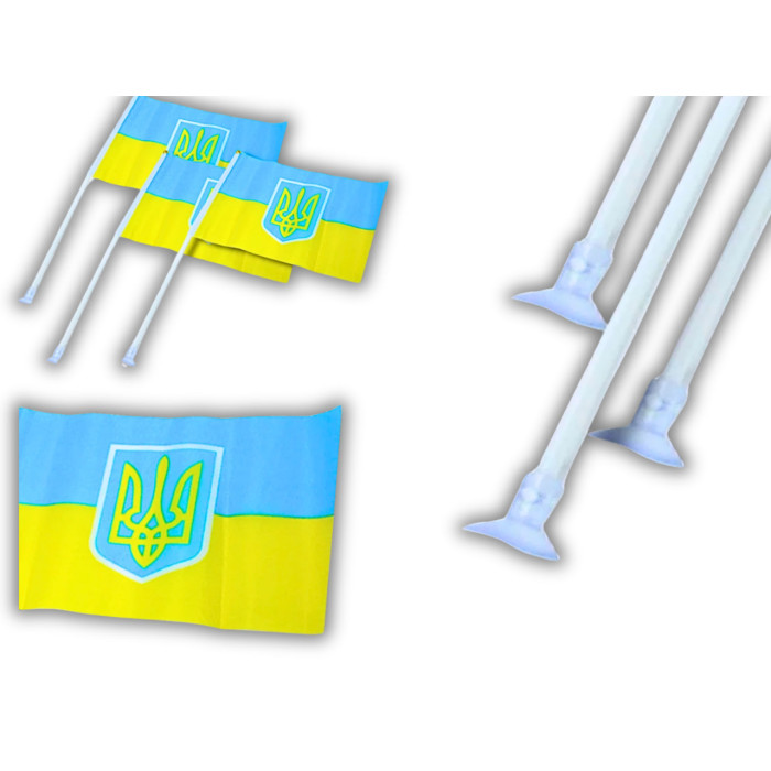 Прапорець на присосці двосторонній UKRAINE 14х21см