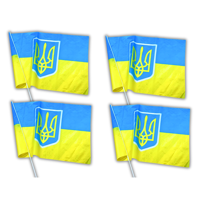 Прапор із флагштоком двосторонній UKRAINE 60х90см