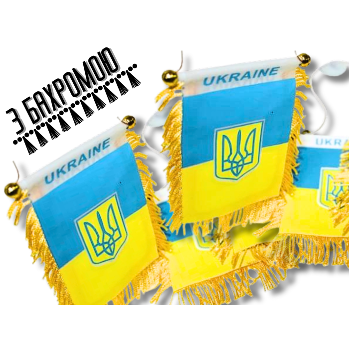 Флажок на присоске с бахромой UKRAINE 12х8см