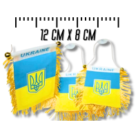 Прапорець на присосці з бахромою UKRAINE 12х8см
