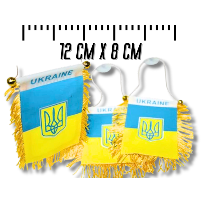 Флажок на присоске с бахромой UKRAINE 12х8см