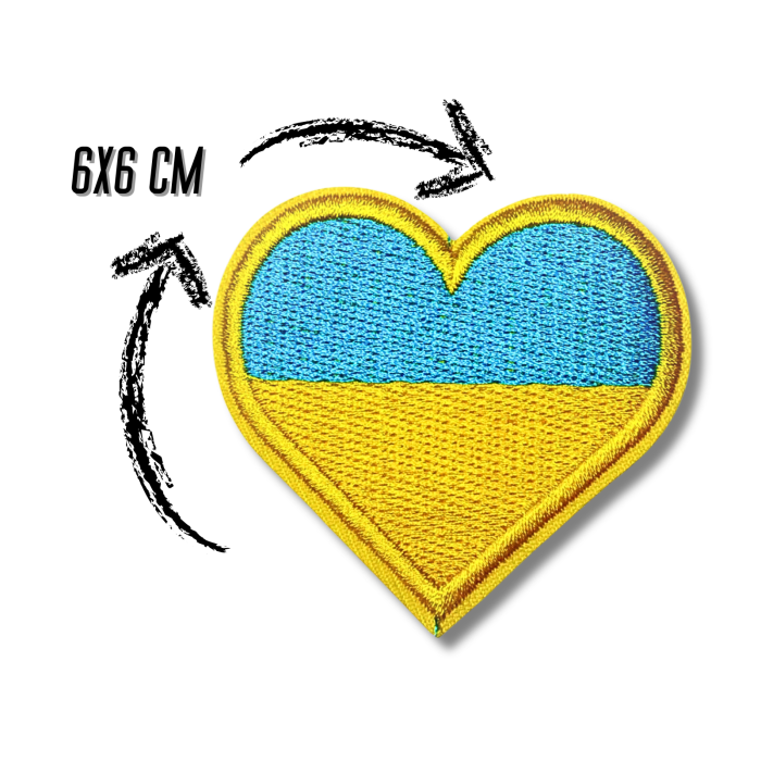 Аплікація для одягу нашивка Серце Прапор Україна №2/6х6см