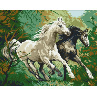 К346 СКАКУНЫ Канва с рисунком для вышивания крестом