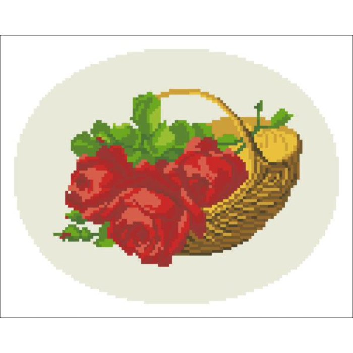 К447 РОЗЫ В КОРЗИНЕ Канва с рисунком для вышивания крестом