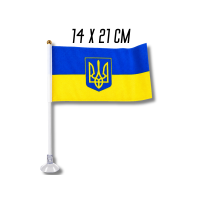 Флажок на присоске двусторонний UKRAINE 14х21см