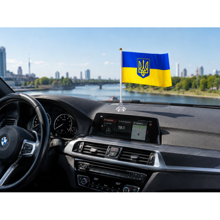 Флажок на присоске двусторонний UKRAINE 14х21см