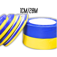 Стрічка атласна двокольорова жовто-синя 1см/20м