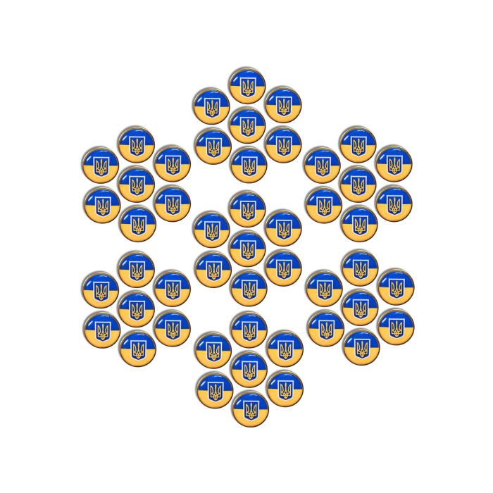 Значок Украина круг с гербом 25х25х10мм