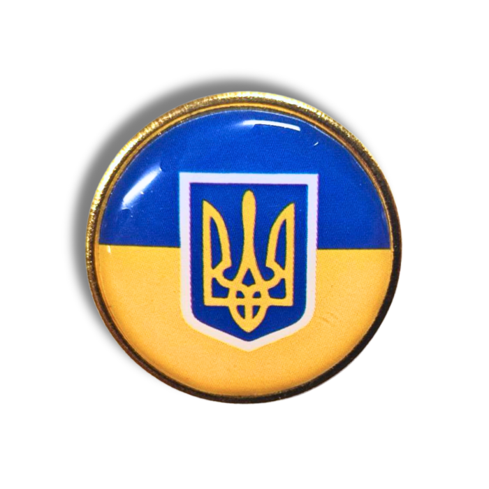 Значок Украина круг с гербом 25х25х10мм