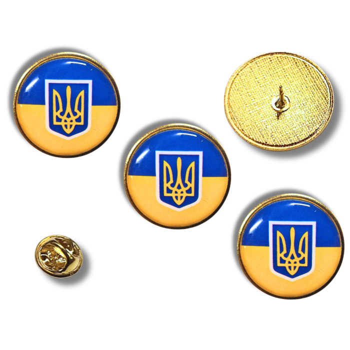 Значок Украина круг с гербом 25х25х10мм