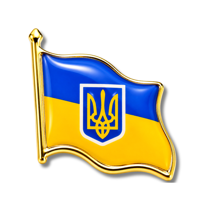 Значок прапор с гербом Україна 20х20х10мм