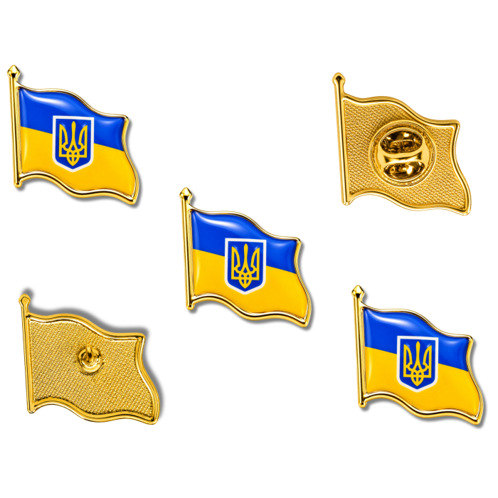 Значок прапор с гербом Україна 20х20х10мм