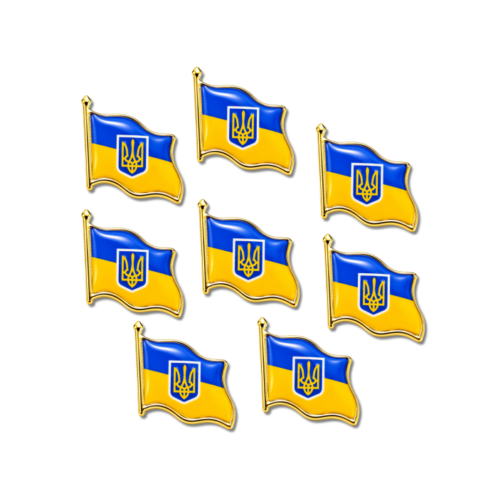 Значок прапор с гербом Україна 20х20х10мм