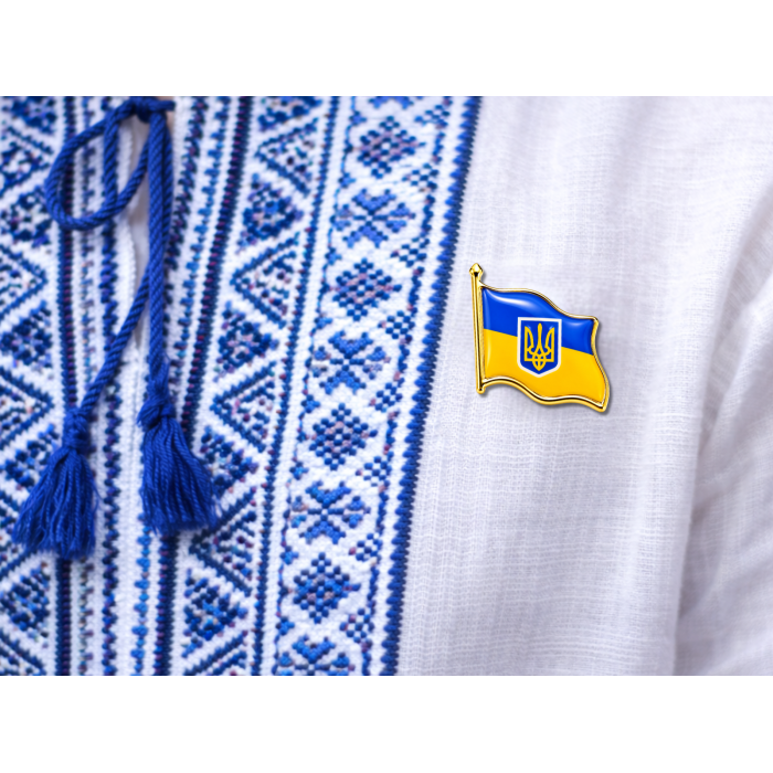 Значок прапор с гербом Україна 20х20х10мм