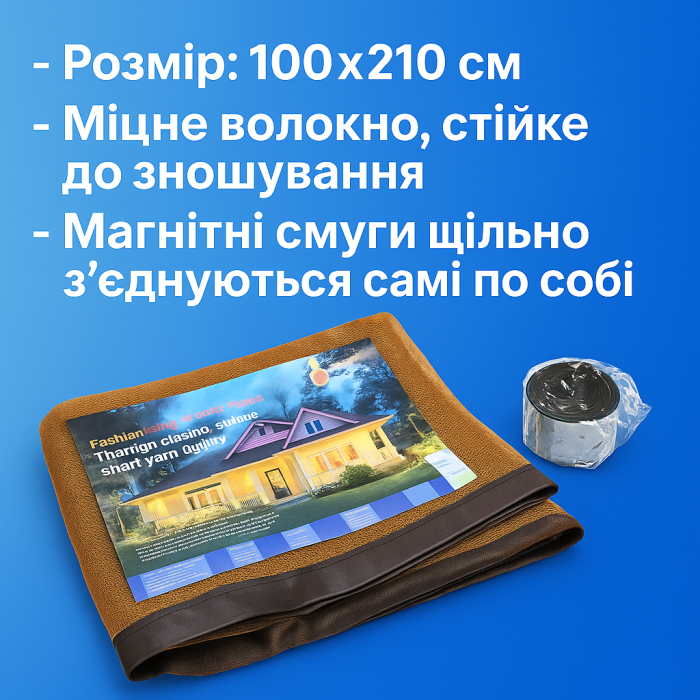 Антимоскітна сітка шторка на магнітах з липучками та декоративною накладкою 100х210см
