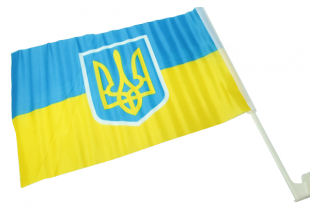 Флаг автомобильный двусторонний (UKRAINE) 30х45см