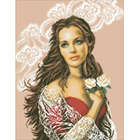 К333 ДІВЧИНА З ТРОЯНДАМИ Канва з малюнком для вишивання хрестом
