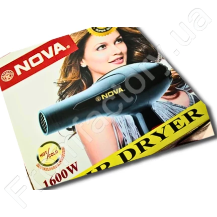 Фен для волос с насадкой 2 режима нагрева и скорости NOVA NV-2805 /1600W/23см/21см