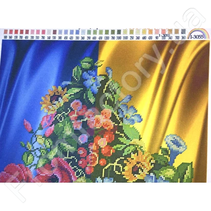 Схема для вишивання бісером Квітуча Україна на габардині з підклеєним флізом 35х52см/А3