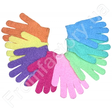 Мочалка-перчатка банная 5 пальцев Ассорти