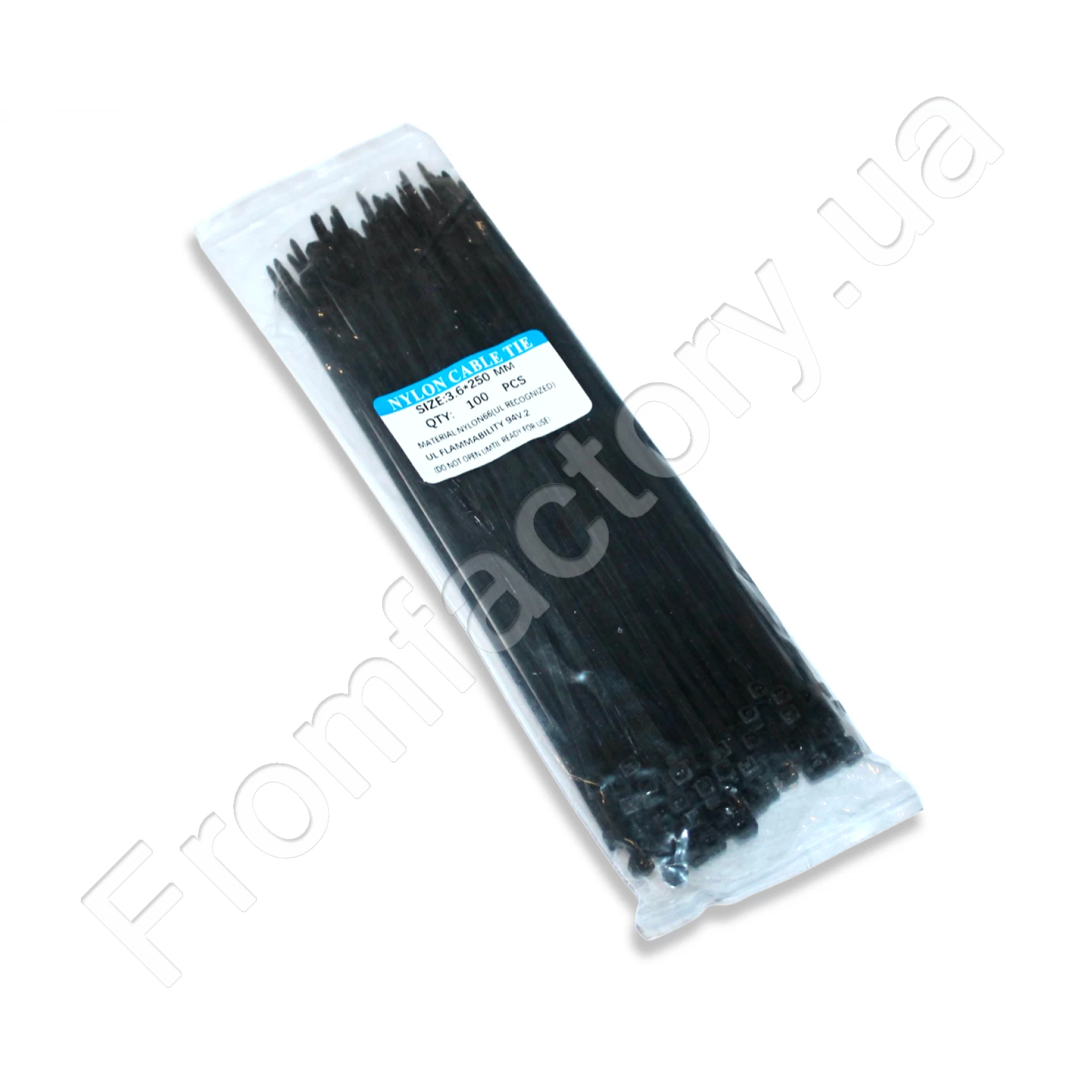 Стяжка/Хомут для кабелю пластиковий чорний 3.6х250мм/100шт