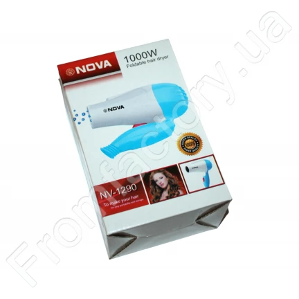 Фен дорожній розкладний для волосся NOVA NV-1290/1000W/16см/18см