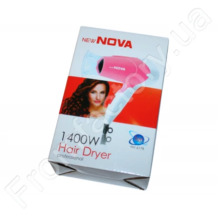 Фен дорожній розкладний для волосся з насадкою NOVA NV-617B/1400W/14см/19см