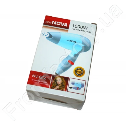 Фен дорожній розкладний для волосся з насадкою NOVA NV-662/1000W/13см/17см