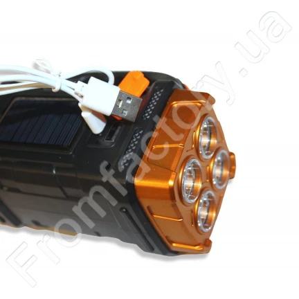 Ліхтар HB-2678 ручний переносний на сонячній батареї PowerBank/USB/25W/15.5см/7см