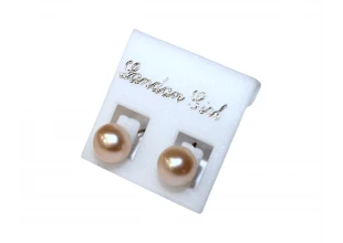 Сережки з натуральними перлами бежеві 2шт/Ø6-8мм
