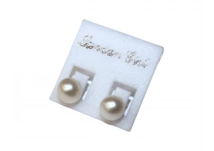 Сережки з натуральними перлами молочні 2шт/Ø6-8мм