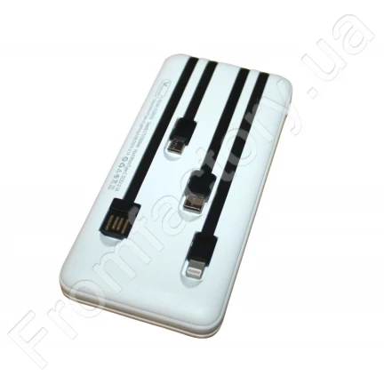 Power Bank Viaking GB059 10000 мАч портативный аккумулятор с фонариком индикатором зарядки и 4 кабелями