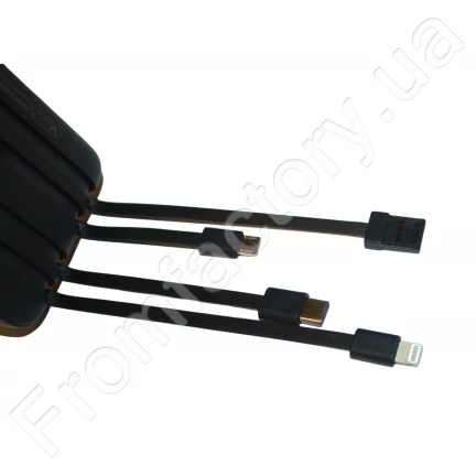Power Bank Viaking GB059 10000 мАг портативний акумулятор із ліхтариком індикатором зарядки та 4 кабелями