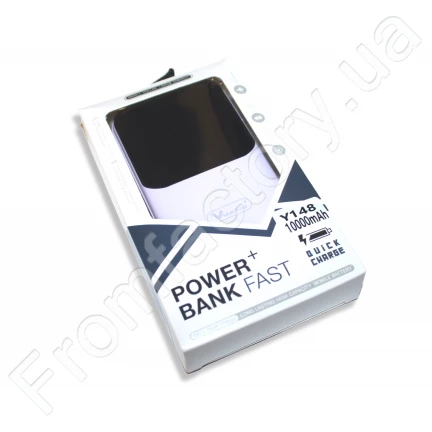 Power Bank Viaking Y148 10000 мАг портативний акумулятор зі світлодіодним дисплеєм ліхтариком та 4 кабелями