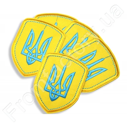 Аппликация для одежды нашивка Герб Украины голубой №4/6х8см