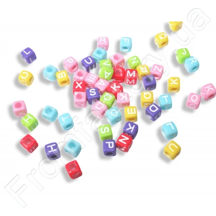 Бусины для браслетов Алфавитные кубики 10шт/5х5мм
