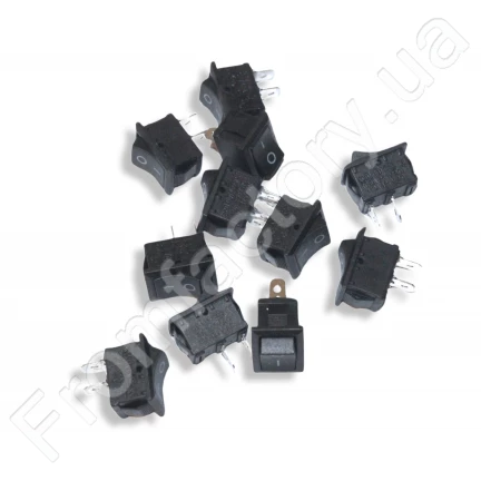 Переключатель клавишный KSD1 2-х контактный черный 13мм/20мм