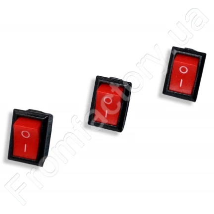 Переключатель клавишный KSD1 2-х контактный красный 13мм/20мм