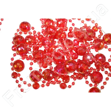 Намистини перламутрові на ниткі червоні 1м/Ø10мм