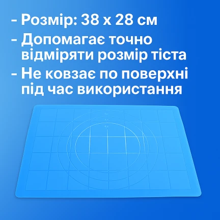 Килимок для тіста силіконовий з розміткою 38х28см