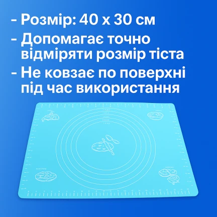 Килимок для тіста силіконовий з розміткою 40х30см