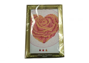 Б582 Серце Троянда Набір на тканині для вишивання бісером