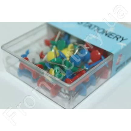 Кнопки канцелярські кольорові коробка 50шт